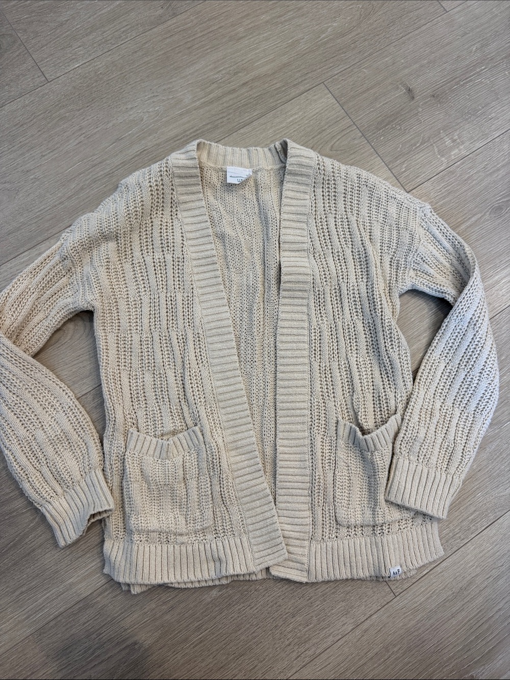 Abercrombie kids Cozy Open-Front beige Cable Knit Cardigan